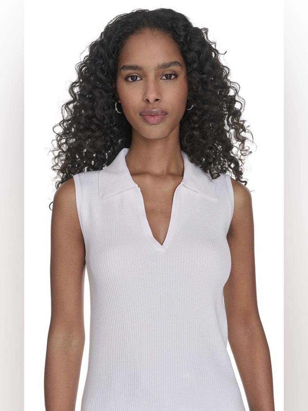 A New Day Sleeveless V Neck Ribbed Pullover Top - White - Sz XL